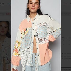 POL “ Marie 4 “ POL Double Gauze Top with Raw Edge Detail in Natural 78